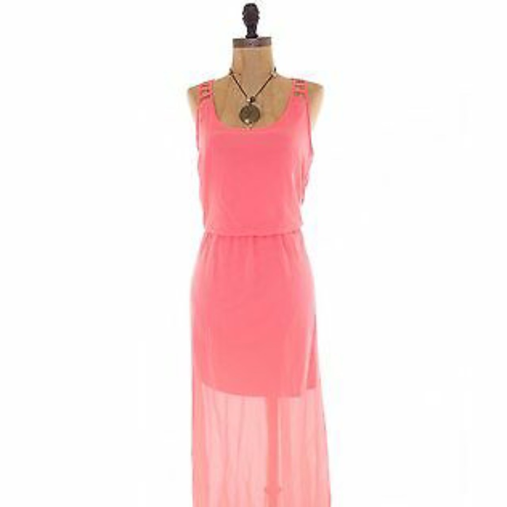 Socialite Cage Back Chiffon Maxi Dress (Small)